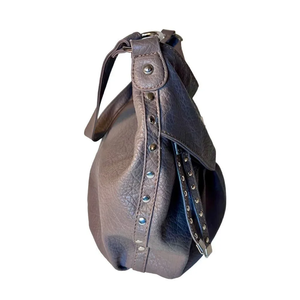 Nine West Large Gray Faux Pebble Leather Shoulder Bag